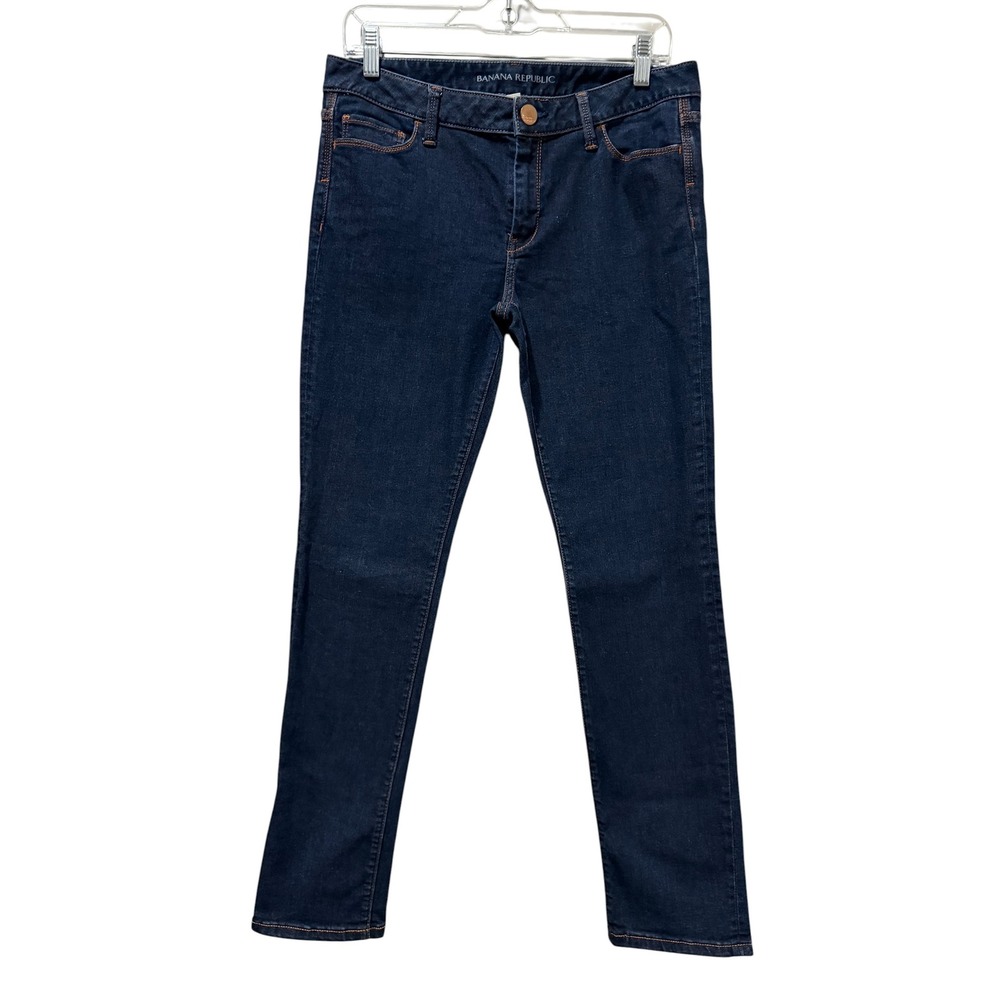 Banana Republic Womens 29P Dark Wash Slim Straight Leg Jeans Stretch Denim